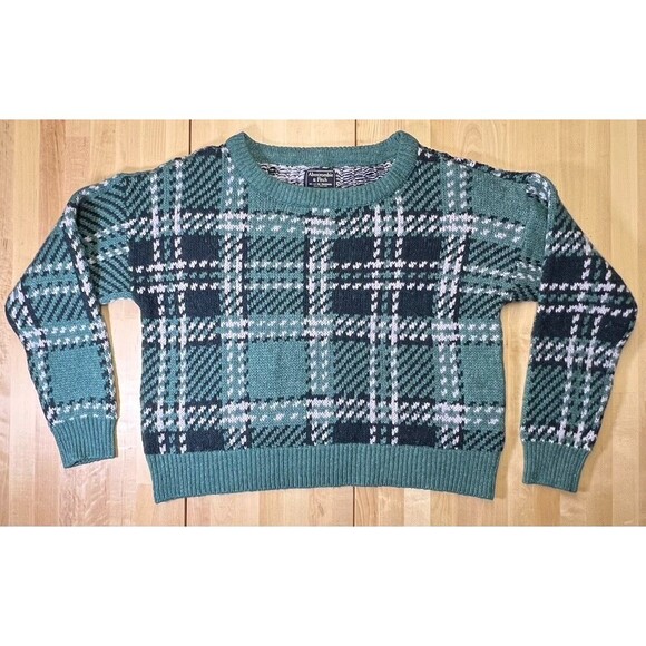 Abercrombie & Fitch Sweaters - Abercrombie & Fitch Women Sweater Large Green Crop Plaid Knit Wool Blend